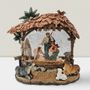 Crèches et santons - Crèche Rustique LED avec Animaux, Lumière Chaleureuse, Minuterie et Type-C - BLUE STAR B.V.