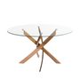 Dining Tables - Round dining table tempered glass and pink steel - ANGEL CERDÁ