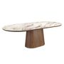Dining Tables - Porcelain marble and walnut half round oval dining table - ANGEL CERDÁ