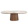 Dining Tables - Porcelain marble and walnut half round oval dining table - ANGEL CERDÁ