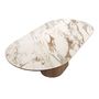 Dining Tables - Porcelain marble and walnut half round oval dining table - ANGEL CERDÁ