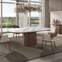 Dining Tables - Porcelain marble and walnut half round oval dining table - ANGEL CERDÁ