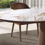 Dining Tables - Porcelain marble and walnut half round oval dining table - ANGEL CERDÁ