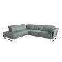 Sofas - Left chaise longue relax sofa in turquoise green leather - ANGEL CERDÁ