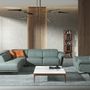 Sofas - Left chaise longue relax sofa in turquoise green leather - ANGEL CERDÁ