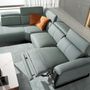 Sofas - Left chaise longue relax sofa in turquoise green leather - ANGEL CERDÁ