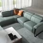 Sofas - Left chaise longue relax sofa in turquoise green leather - ANGEL CERDÁ