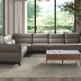 Sofas - Dark grey leather modular relax corner sofa - ANGEL CERDÁ