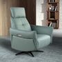 Armchairs - Turquoise green leather swivel relax armchair - ANGEL CERDÁ