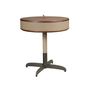 Coffee tables - Round corner table leather, walnut and grey steel - ANGEL CERDÁ