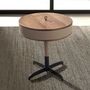 Coffee tables - Round corner table leather, walnut and grey steel - ANGEL CERDÁ