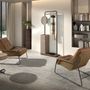 Coffee tables - Round corner table leather, walnut and grey steel - ANGEL CERDÁ