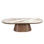 Tables basses - Table basse ovale demi-ronde en porcelaine et noyer - ANGEL CERDÁ