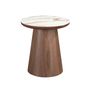 Coffee tables - Porcelain marble and walnut round corner table - ANGEL CERDÁ