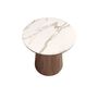 Coffee tables - Porcelain marble and walnut round corner table - ANGEL CERDÁ