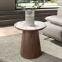 Coffee tables - Porcelain marble and walnut round corner table - ANGEL CERDÁ