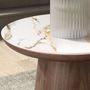 Coffee tables - Porcelain marble and walnut round corner table - ANGEL CERDÁ