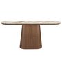 Consoles - Table console ovale demi-ronde en porcelaine et noyer - ANGEL CERDÁ