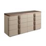 Chiffonniers - Commode en cuir, noyer, base en acier poli et plateau en verre fumé br - ANGEL CERDÁ