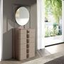 Commodes - Chiffonier en cuir, noyer, acier gris et plateau en verre fumé brun av - ANGEL CERDÁ