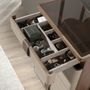 Commodes - Chiffonier en cuir, noyer, acier gris et plateau en verre fumé brun av - ANGEL CERDÁ