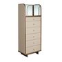 Commodes - Chiffonier en cuir, noyer et acier poli avec miroir - ANGEL CERDÁ
