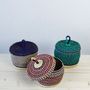 Baskets - Nunya Lid Basket | Storage Basket Small | Handwoven Basket | Red Blue - SOLOKO