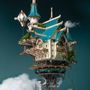 Gifts - Fantasy Steam Castle - White/Blue - VCL CORP