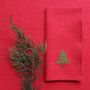 Linge de table textile - Serviette en lin PUNTO CROCE | Sapin de Noël - GIARDINO SEGRETO