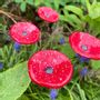 Garden accessories - Small Glass Flower For Outside In Red-White - CARNEOL GLASS