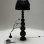 Lampadaires - Lampadaire WABI Japandi — Bois et laine carbonisés faits à la main - PLETOSTUDIO