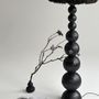 Lampadaires - Lampadaire WABI Japandi — Bois et laine carbonisés faits à la main - PLETOSTUDIO
