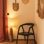 Table lamps - Teak table lamp with linen shade - AGATHE S - HYDILE