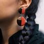 Jewelry - Full double disc earrings with orange lacquer - L INDOCHINEUR X RIVÊT