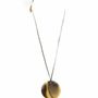 Bijoux - Médaillon disque simple en corne noire marbrée - L INDOCHINEUR X RIVÊT