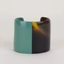 Bracelets - Manchette en corne naturelle laque bleu indigo, taille M - L INDOCHINEUR X RIVÊT