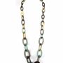 Jewelry - 3-size flat oval rings long necklace with turquoise, indigo, orange lacquer - L INDOCHINEUR X RIVÊT