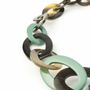 Jewelry - 3-size flat oval rings long necklace with turquoise, indigo, orange lacquer - L INDOCHINEUR X RIVÊT