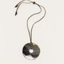 Bijoux - Pendentif grand anneau plat en corne noire marbrée - L INDOCHINEUR X RIVÊT