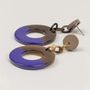 Bijoux - Boucles d'oreilles anneau large laqué orange et gris-bleu - L INDOCHINEUR X RIVÊT
