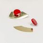 Jewelry - 2-part half round brass earrings with a red lacquer pendant - L INDOCHINEUR X RIVÊT