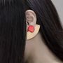 Jewelry - 2-part half round brass earrings with a red lacquer pendant - L INDOCHINEUR X RIVÊT