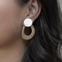 Jewelry - 2-part oval brass earrings with a horn pendant - L INDOCHINEUR X RIVÊT