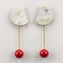 Bijoux - Boucles d'oreilles 2 parties pastille ronde corne et goutte laiton - L INDOCHINEUR X RIVÊT
