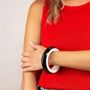 Bracelets - Black outside & white inside lacquered Saturne wood bracelet in Size L - L INDOCHINEUR X RIVÊT