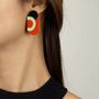 Bijoux - Boucles d'oreilles Dédale en corne noire et laque orange et verte - L INDOCHINEUR X RIVÊT