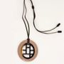 Jewelry - Checkered pendant oval with coffee cream lacquer - L INDOCHINEUR X RIVÊT