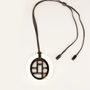 Jewelry - Checkered pendant oval with coffee cream lacquer - L INDOCHINEUR X RIVÊT
