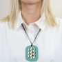 Jewelry - Oval Tresse Pendant with petrol green and yellow lacquer - L INDOCHINEUR X RIVÊT