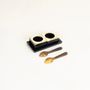 Kitchen utensils - Salt and pepper set in black horn with edge in blond horn - L INDOCHINEUR X RIVÊT
